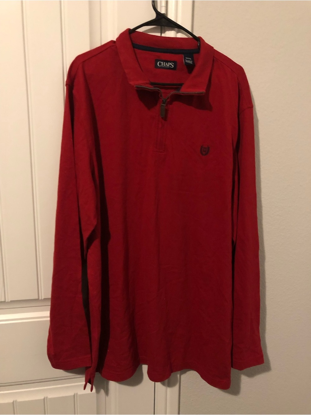 Chaps Men's Red Long-Sleeve Quarter Zip Pullover